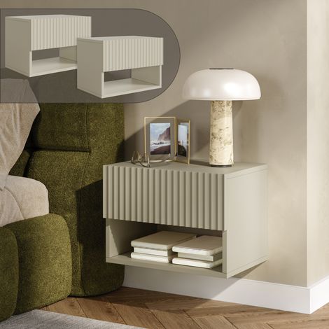 Set di 2 Comodini Sospesi da Parete Nand con Cassetto e Scomparto (1/5)