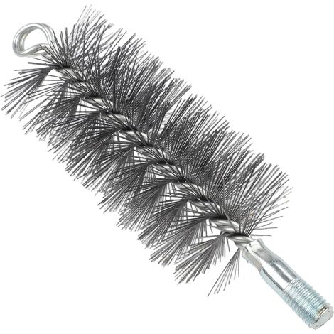 Brosse de nettoyage ronde en fil d'acier flexible pour cheminée, poêle à bois, chaudière et sécheuse - Noir et gris - 50 mm (60 mm) (1/5)