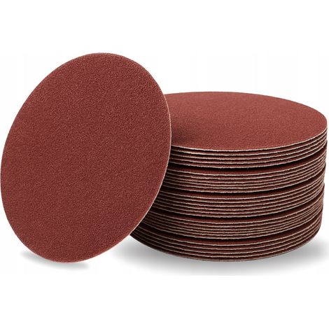 Disques abrasifs - Lot de 10 - 125 mm - Grain P100 - Pour bois - Changement rapide - Haute efficacité (1/3)