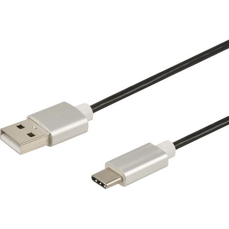 USB Type C M / USB M - 3A - 1m (prises Alu)
