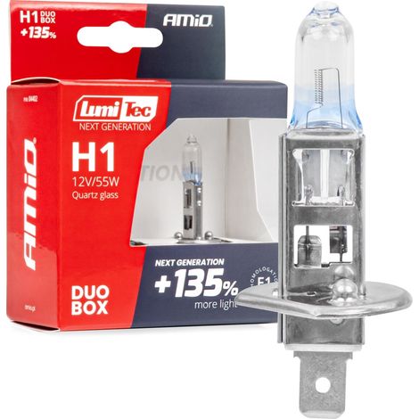 Lampadine alogene H1 12V 55W LumiTec di nuova generazione +135% DUO amio-04402 (1/5)
