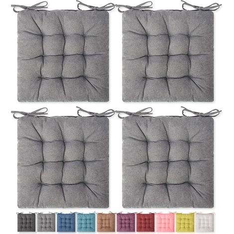 Lot de 4 Coussins de siège, Coussins de Chaise, Confortables pour intérieur et extérieur, Chaise de Salle à Manger, Chaise de Bureau, Chaise de Bureau (40,6 x 40,6 x 40,6 cm, Gris Clair) (1/5)
