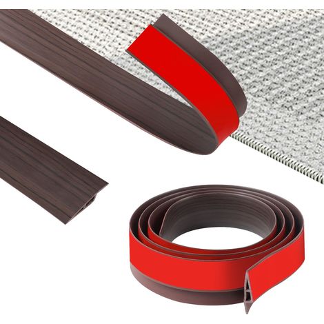 200cm PVC Barre De Seuil,Flexible Seuil De Porte Adhesif AntidéRapant,Moquette Transition de Seuil Pour RevêTement De Sol,Portes, Carrelage,Bois(Largeur:5cm-Grain De Bois De Noyer Noir-A5010) (1/5)