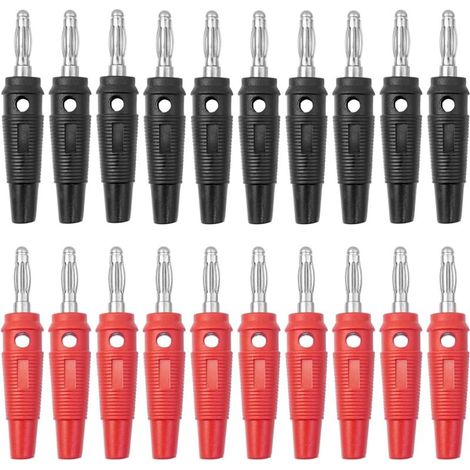 20 Pièces fiche Banane 4mm,10 Rouge & 10 Noir 20A fiche Enceinte Audio Haut Parleur Connecteur pour raccorder Les Enceintes HiFi, amplis, ampli-Tuners et chaînes stéréo
Marque : BuxiuGK (1/5)