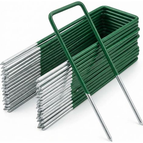 Lot de 50 piquets de Fixation, Sardines de Fixation, 150 mm de Long, 40 mm de Large, Ø2.5 mm, pour Gazon Artificiel, clôture et Filet de Jardinage (1/5)