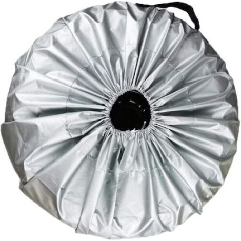 Couvre pneus - Housse de protection pour Liserés de voiture - Housse de roue - Installation facile - 80 x 47 cm - Argent - Polyester (1/2)