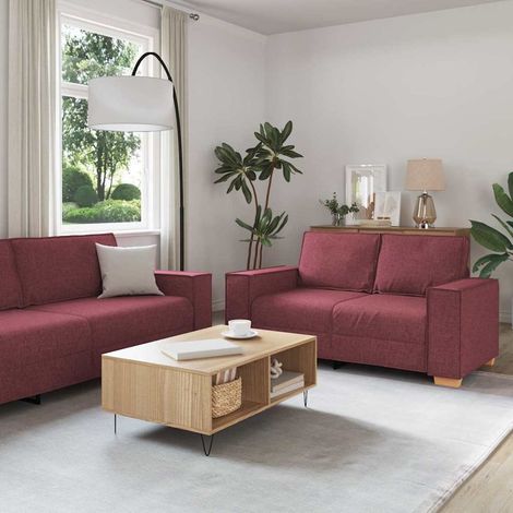 Canapé 3 pcs Bordeaux 220 x 80 x 84 cm Tissu en lin mélangé (1/5)