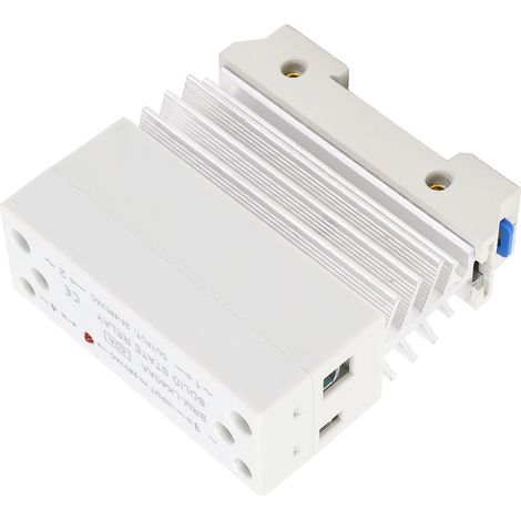 Relais statique monophasé sur rail DIN avec dissipateur thermique intégré, entrée 70-280 V CA, sortie 24-480 V CA. (1/5)