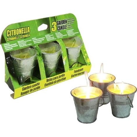 Bougie à la citronnelle dans un seau en métal 3 pièces 6,5 cm