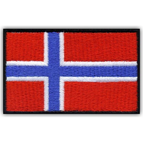 Aufnäher mit norwegischer Flagge – großes BB – selbstklebende Rückseite – gestickter Aufnäher/Abzeichen/Emblem