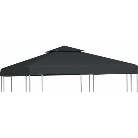 Recouvrement de remplacement d'auvent 310 g/m² 3x3 m Gris foncé (1/5)