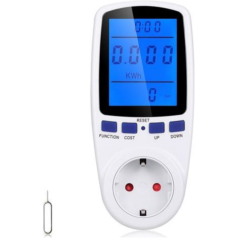 Wattmètre Prise Compteur d'Énergie, Contrôleur de Prise Compteur avec 7 Modes Surveillance et Écran LCD Rétroéclairé, Prise Consommation Electrique Protection Contre Les Surcharges, 3680W MAX (1/5)