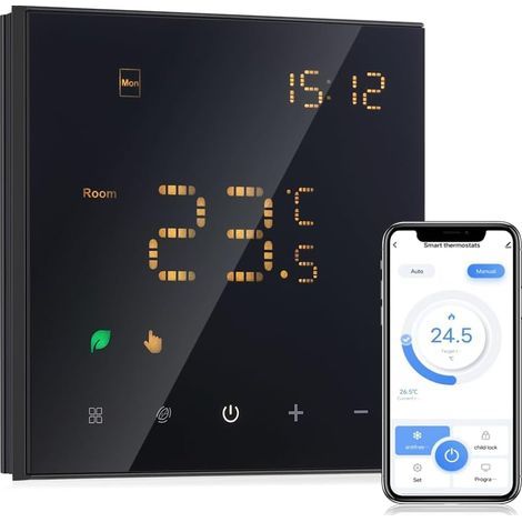 WLAN-Smart-Thermostat, wöchentlich programmierbar, 16 A Wandmontage, für elektrische Heizung (1/5)