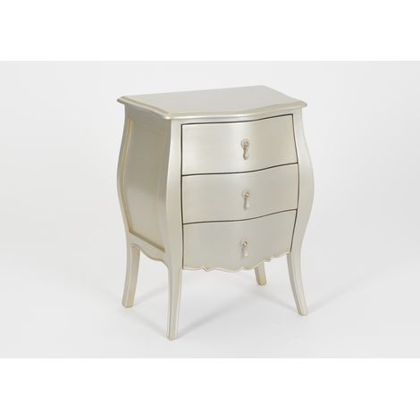 Amadeus - Table de chevet 3 tiroirs argentée L49 cm Murano (1/3)