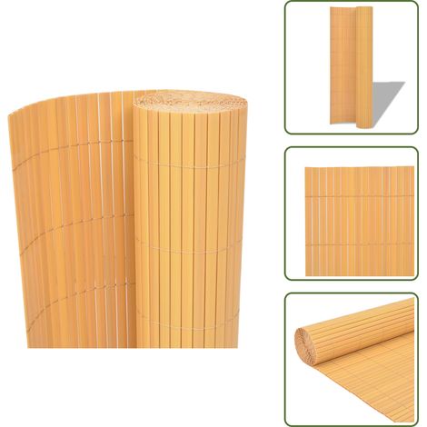 Gartenzaun Doppelseitig PVC 90×500 cm Gelb - Gartenzaun - PVC-Zaun - Gelber Zaun - Sichtschutz - Balkonschutz (1/5)
