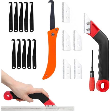 Lot de 18 grattoirs à joints avec 10 lames de rechange et 1 tournevis pour le nettoyage des carreaux de sol de salle de bain et cuisine (1/5)