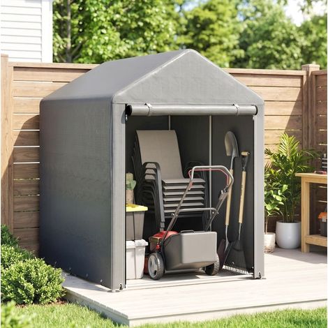 Abri de jardin robuste avec structure en acier galvanisé, 1,2 x 1,8 x 1,65 m, gris clair (1/5)