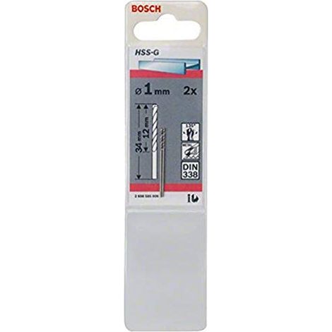 BOSCH SET PUNTE HSS-G D. 1 MM L. 12/34 MM METALLO (2PZ) (1/4)
