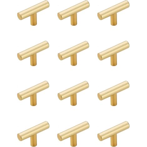 Lot de 12 poignées meuble dorées, boutons porte placard cuisine (1/2)