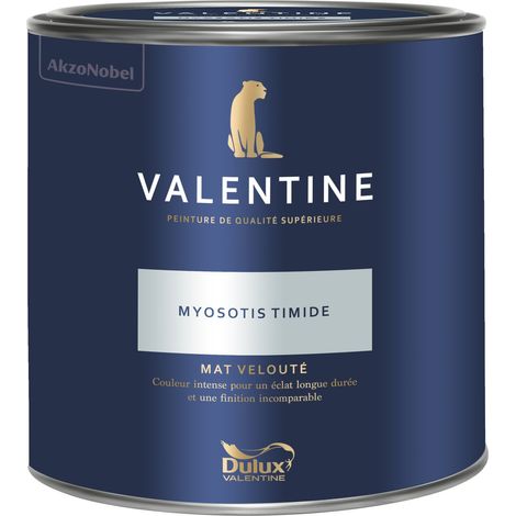 Dulux Valentine Peinture intérieure de haute qualité - Valentine - Couleur intense & pouvoir couvrant élevé - Mat Velouté Myosotis Timide 2 L