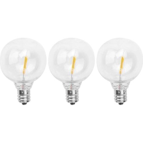 Lot de 3 ampoules LED de rechange G40, culot à vis E12, incassables, compatibles avec les guirlandes solaires, blanc chaud-AquaForge (1/5)