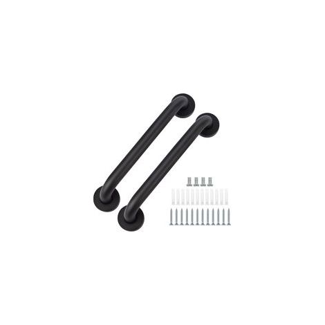 Lot de 2 barres d'appui de salle de bain en acier inoxydable noir, 30 cm, adaptées pour baignoire, WC, cuisine, douche (1/5)