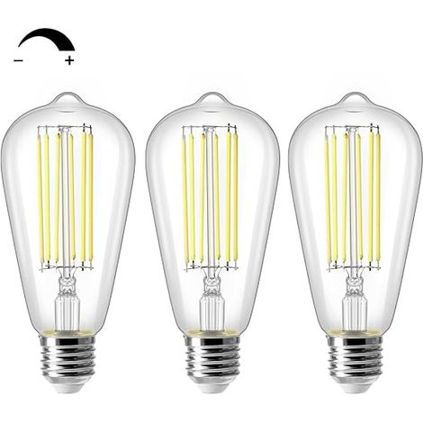 10W Dimmable E27 ST64 Ampoule LED, Ampoule à Filament Vintage Edison, Equivalent à 100W, Blanc Froid 6500K, 1000LM, Décorative Antique Lampe (1/5)