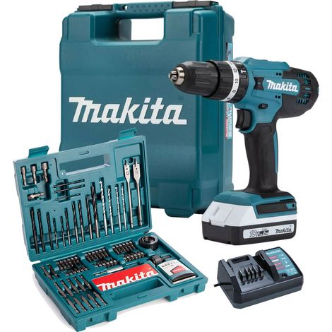 Makita HP488DWA 18v Lithium Combi Hammer Drill 1x 2Ah - 100 Screwdriver Bit Set (1/5)
