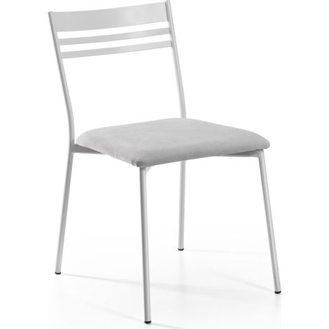 Lot de 2 chaises design minimaliste en métal avec assise rembourrée Blanc (1/3)