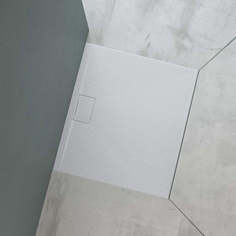Mai & Mai Duschtasse Duschwanne aus Mineralguss BxTxH: 80x90x3 cm Mineralgusswanne in Weiß DIN-Anschlüsse Geoma07