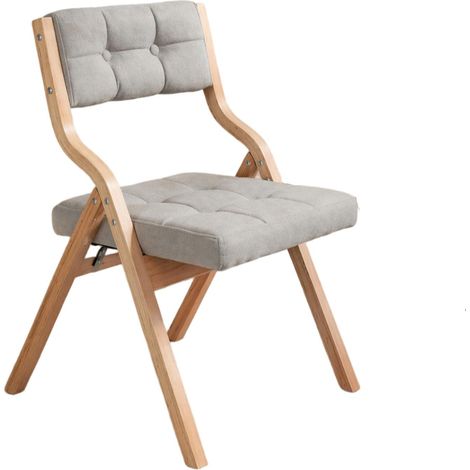 Sillas plegables con cojín gris de madera HOMVRA, pack de 2 (1/5)