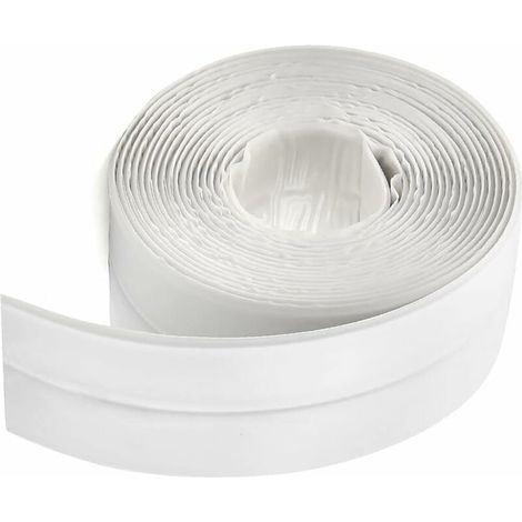 320x3.8CM Bande de douche bande D\'étanchéité Joint de douche Salle de bains joint silicone blan Ruban de masquage baignoire PE auto-adhésive cuisine Coin calfeutrage (1/5)