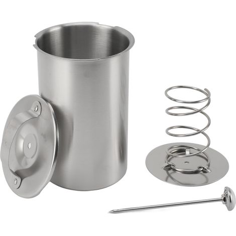 Einfach zu bedienende Fleischpresse aus Edelstahl zur Wurstherstellung, mit Thermometer. Küchenutensil. (1/5)