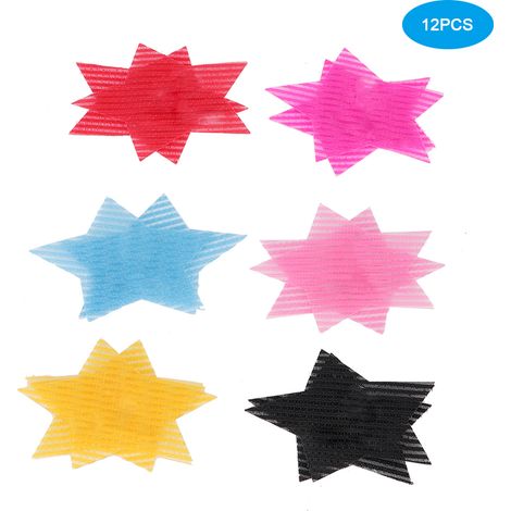 12 autocollants cheveux étoile, pinces franges adhésives, accessoires capillaires fixation mèche (1/5)