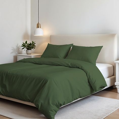 Housse de Couette Set, Vert foncé, Double, Microfibre (1/5)