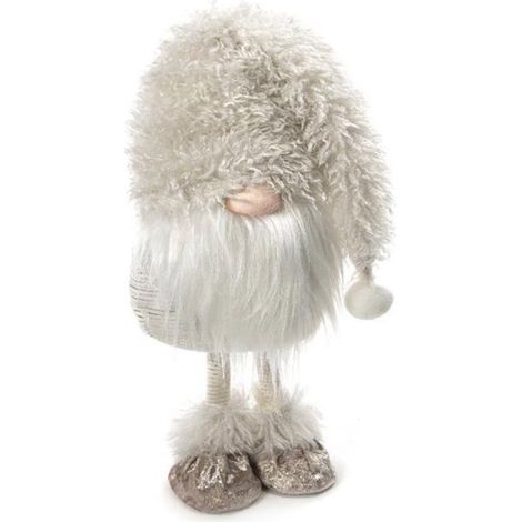 Pupazzo Babbo Natale in piedi in tessuto colore argento h 41 cm (1/2)