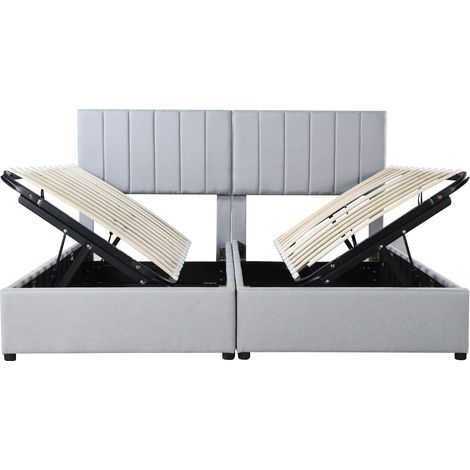 Letto imbottito 180x200 cm con contenitore idraulico grigio MODENUIT (1/5)