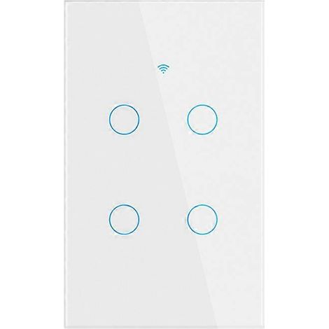 Interrupteur mural intelligent Tuya US WiFi 1/2/3/4 postes sans fil neutre, à capteur tactile et LED, compatible avec Alexa Home. (1/5)