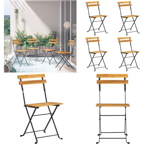 Klappbare Bistrostühle 4 Stk. Massivholz Akazie - Gartenstuhl - Gartenstühle - Home & Living (1/5)