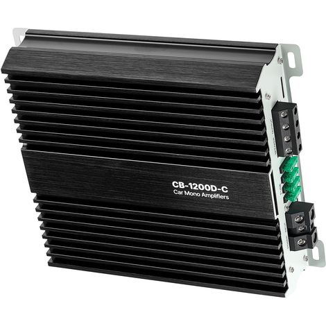 Amplificateur Voiture Monobloc, 1200W RMS MAX, Stable 1/2/4 Ohm, Ampli Audio Auto 1 Canal Classe D avec Télécommande Caisson de Basses, Filtre Passe-Bas, Bass Boost & Réglage Phase, Contrôle Volume (1/5)