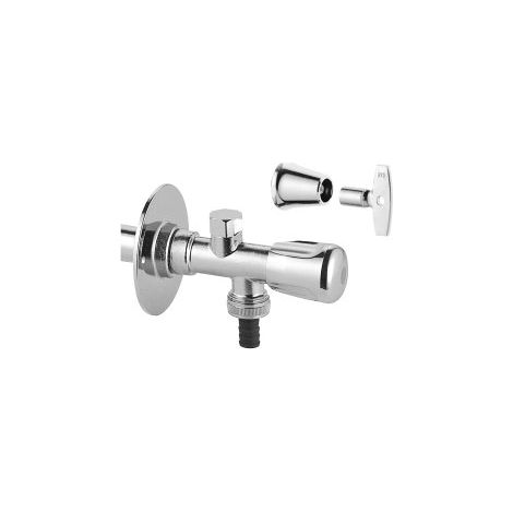 Valvola da parete Eurotec 41212 DN15 con chiave a bussola, finitura cromo opaco (1/3)