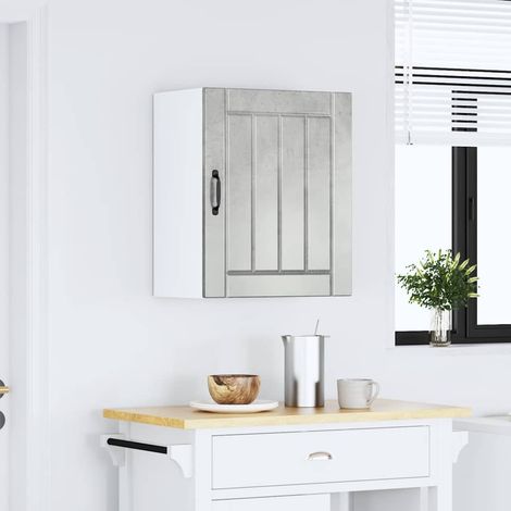 Armoire murale de cuisine avec porte en verre en bois d’ingénierie gris béton 50 x 31 x 60 cm - PANGIVO (1/5)