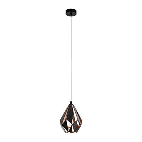 Lampadario A Sospensione Vintage Carlton 1 Piccolo Acciaio Nero Rame 1 Luce E27 (1/3)