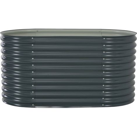 Jardinière, Pot de Fleurs d'extérieur, Lit surélevé de jardin 160x80x81 cm Acier galvanisé Gris OIB4912E (1/5)