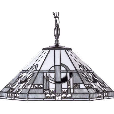 Tiffany by Tiff Ceiling Pendant 3 Light With Art Deco Shade - Brass Litecraft (1/5)