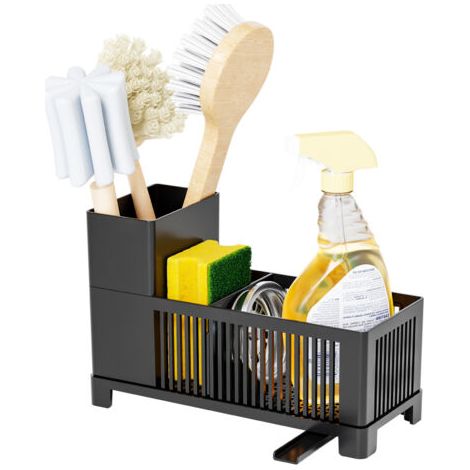 BUNTHAUS Support Eponge Evier Cuisine,Organisateur d'Éponge, Organisateur d'Évier en Plastique avec Plateau d'Égouttage Automatique pour Accessoires De Cuisine Éponge/Brosse/Porte-Savon (1/4)