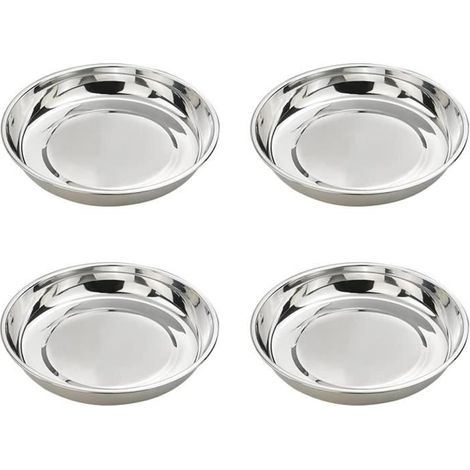 4 pièces assiettes inox, plats ronds, assiettes plates, assiettes à dessert, pour usage quotidien et événements