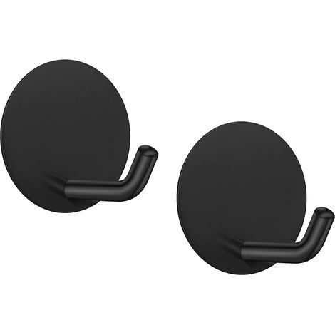 Juego de 2 ganchos de pared autoadhesivos para toallas, llaves, chaquetas, de acero inoxidable, no requieren taladro ni tornillos ganchos de puerta autoadhesivos para baño, cocina, armario. (1/5)