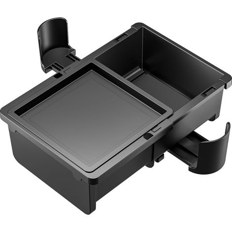 Boîte de rangement automobile en ABS avec compartiments multi-usages intégrés avec deux porte-gobelets (1/5)
