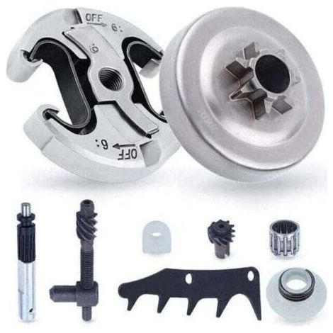 Pignon et Embrayage pour Husqvarna 345 445 340 450, XU, Pignon de Chaîne .325\\\\'\\\\' Pas 6 Dents + Tambour d\\\\'embrayage + Roulement Pièces de Rechange Tronçonneuse Accessoire Kit 8 en 1